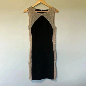 Xscape  sequin side bodycon black dress